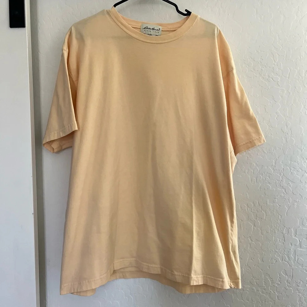 Eddie Bauer Men’s 100% Cotton T-shirt Yellow Basic Casual Comfy Tee Outdoors XL